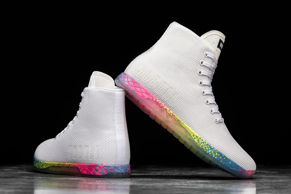 White Women's Nobull High-Top Neon Trainers | USA810592