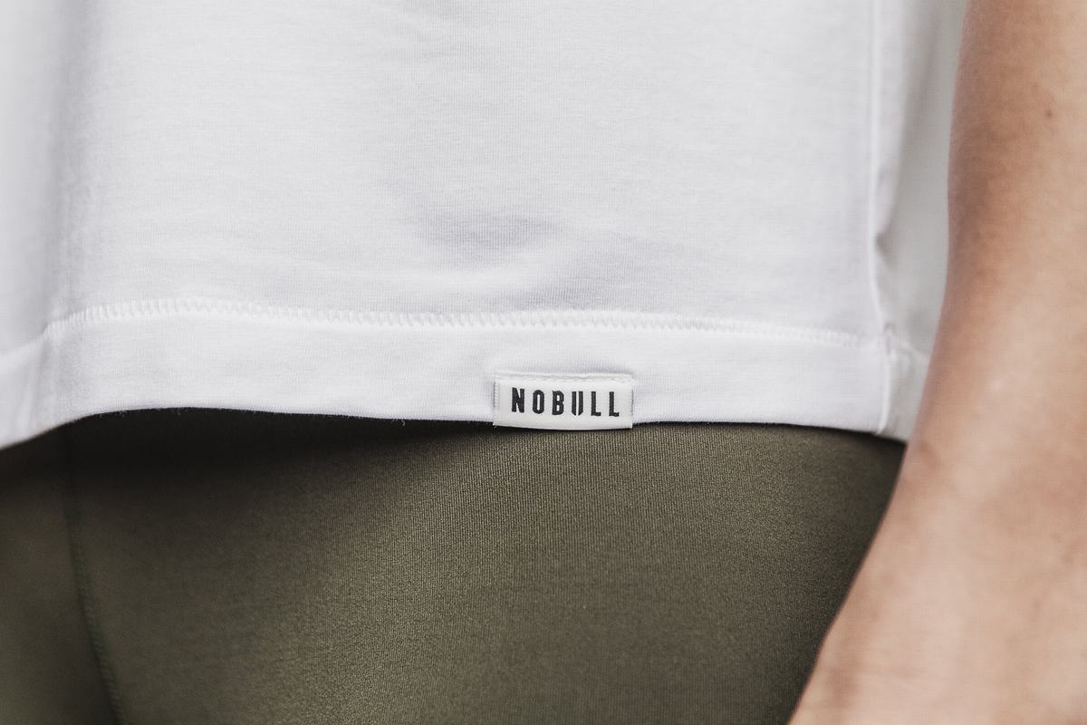 White Women's Nobull Lightweight Boxy T Shirts | USA016759