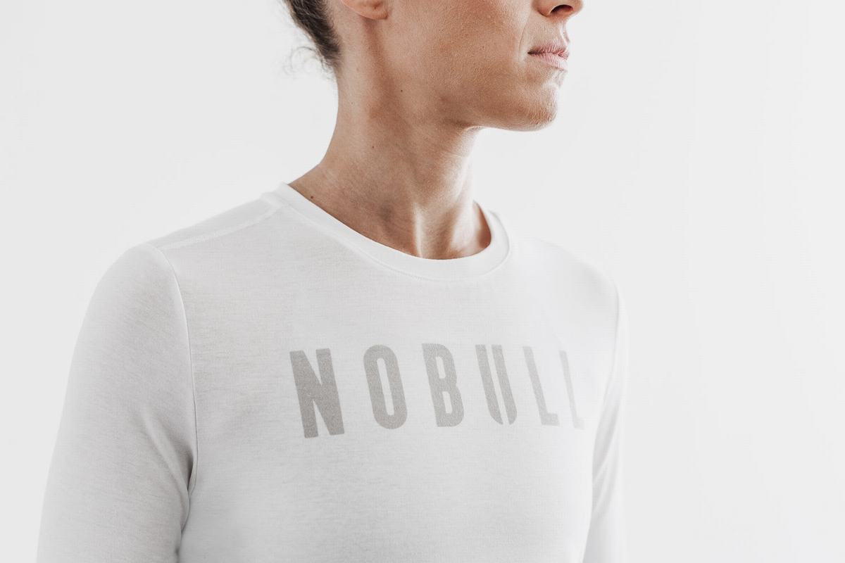 White Women's Nobull Long Sleeves | USA784162