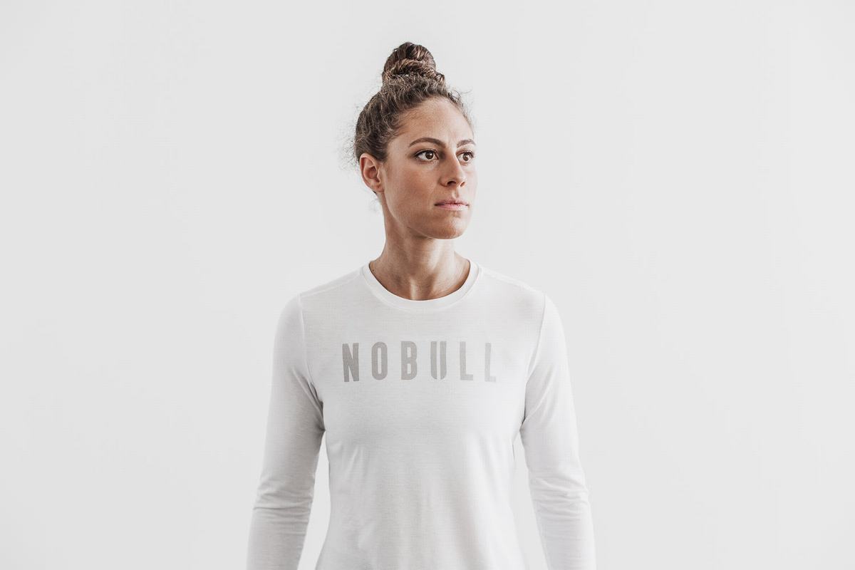 White Women\'s Nobull Long Sleeves | USA784162