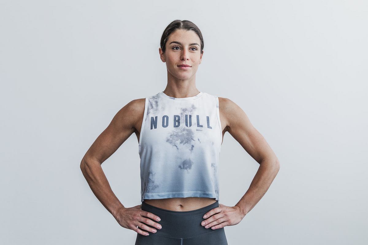 White Women's Nobull Muscle Dip-Dye Tank Tops | USA638297