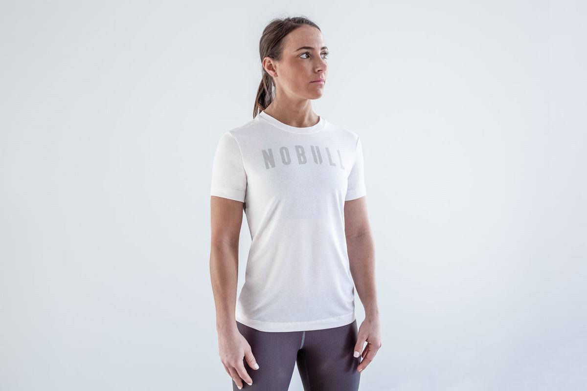 White Women's Nobull T Shirts | USA953714