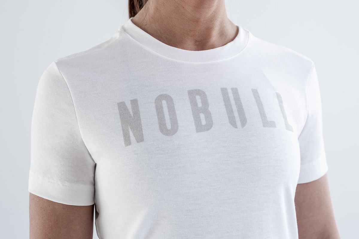 White Women's Nobull T Shirts | USA953714