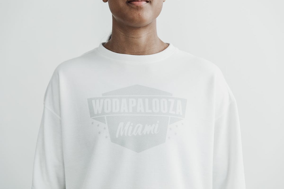 White Women's Nobull Wodapalooza Crew Sweatshirts | USA073284