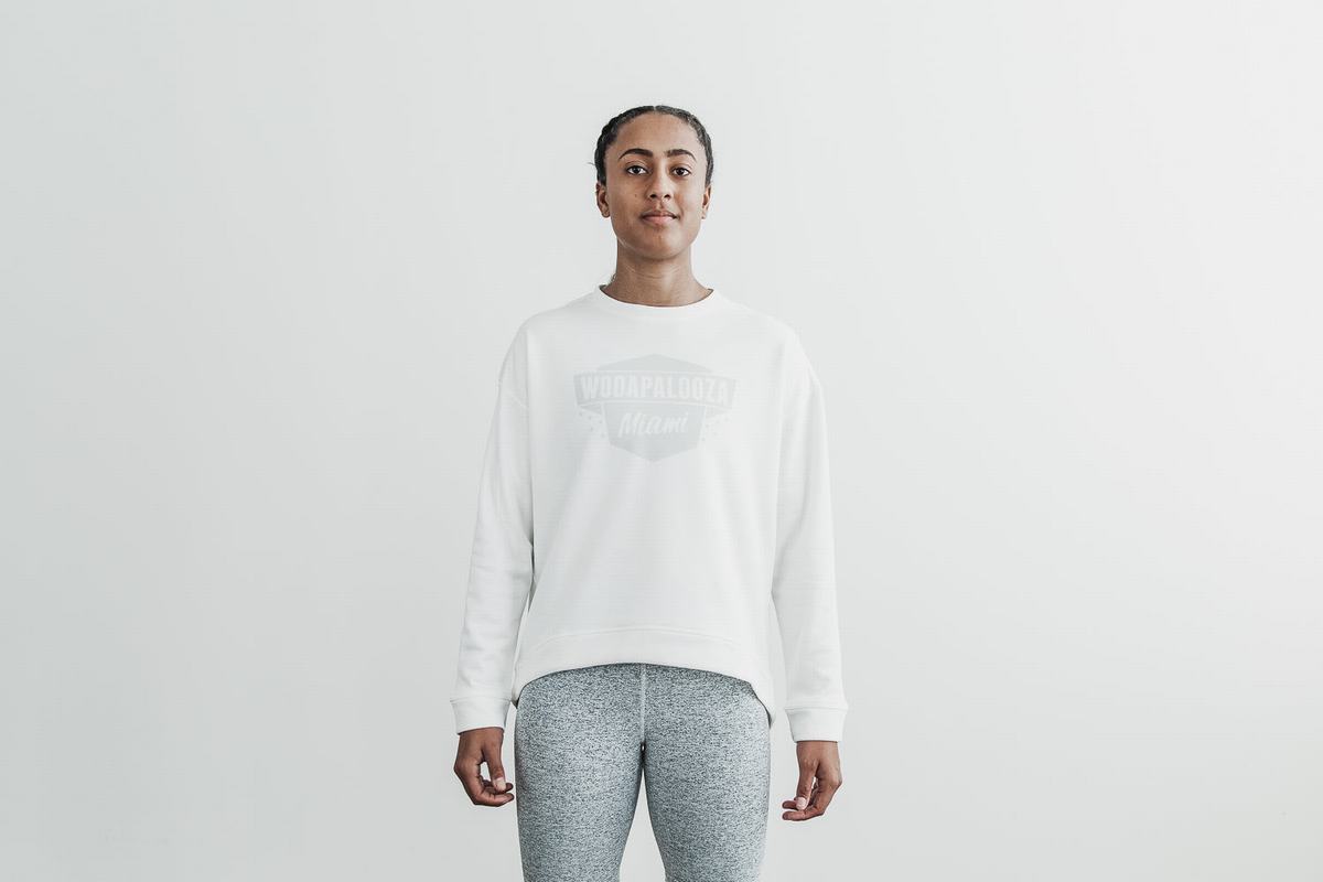 White Women's Nobull Wodapalooza Crew Sweatshirts | USA073284