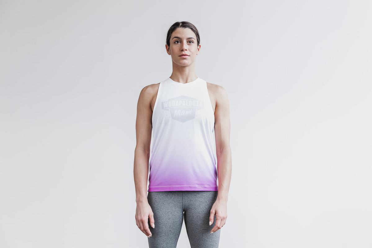 White Women\'s Nobull Wodapalooza High-Neck Dip-Dye Tank Tops | USA143078