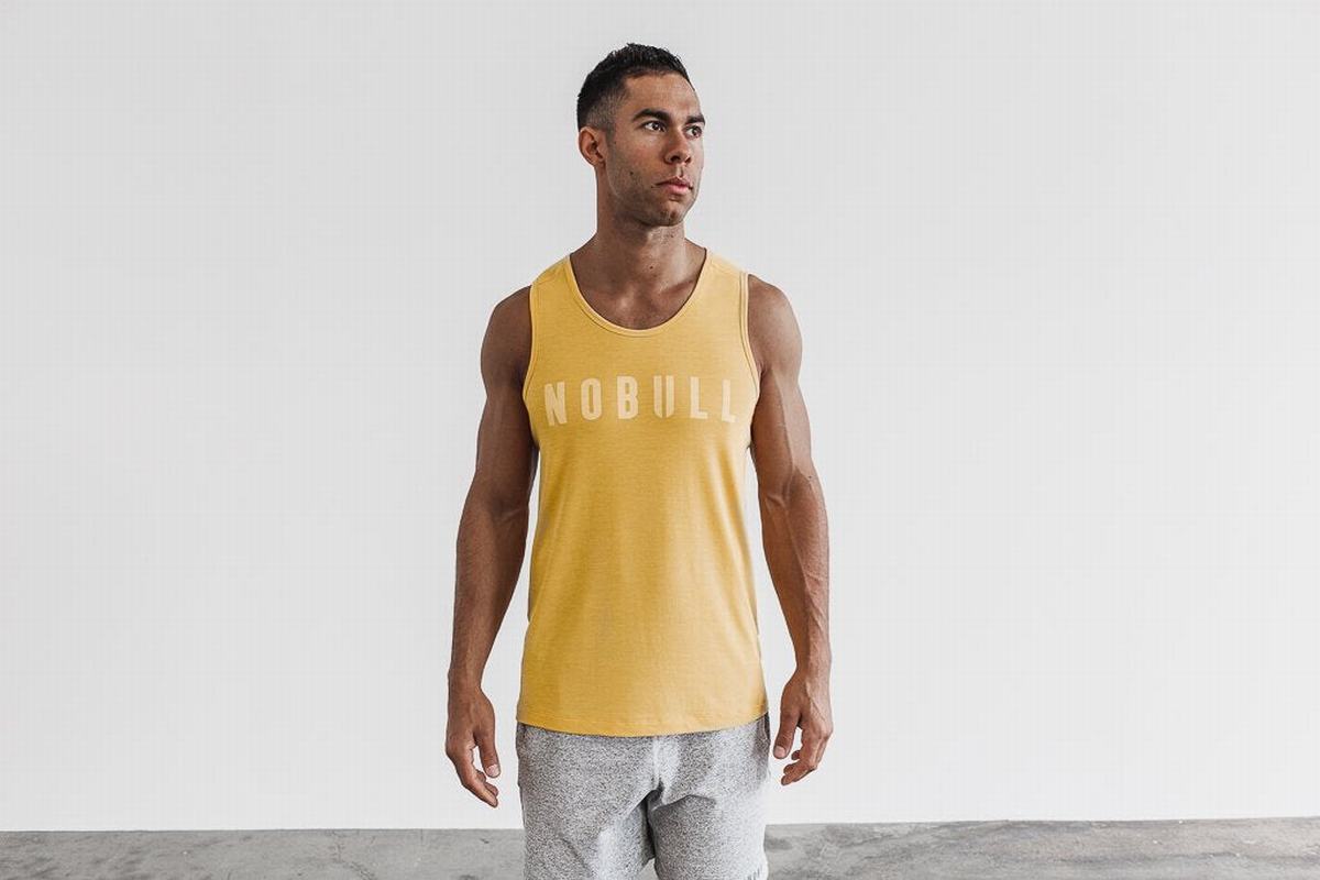 Yellow Men\'s Nobull Tank Tops | USA596302