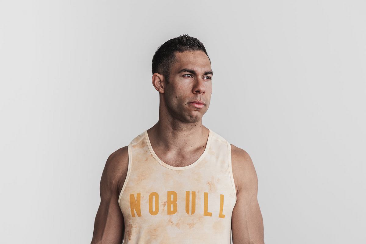 Yellow Men\'s Nobull Tie-Dye Tank Tops | USA875069