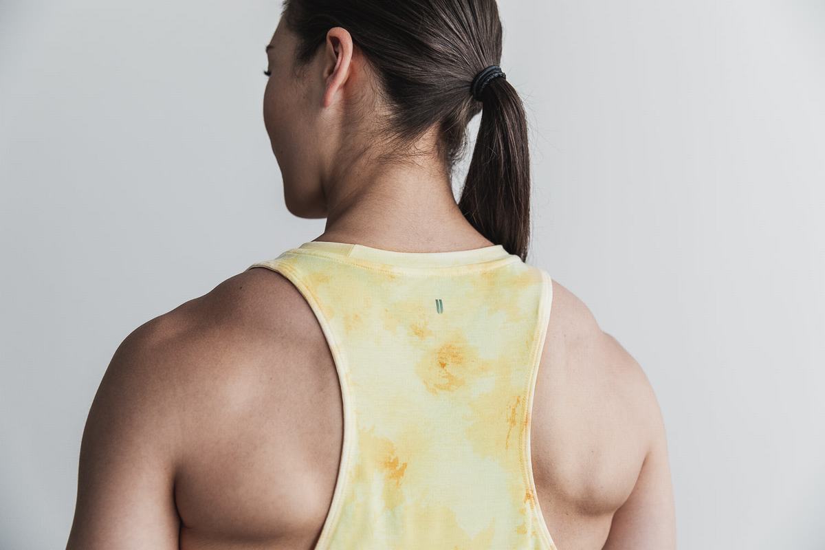 Yellow Women's Nobull High-Neck Tie-Dye Tank Tops | USA045629