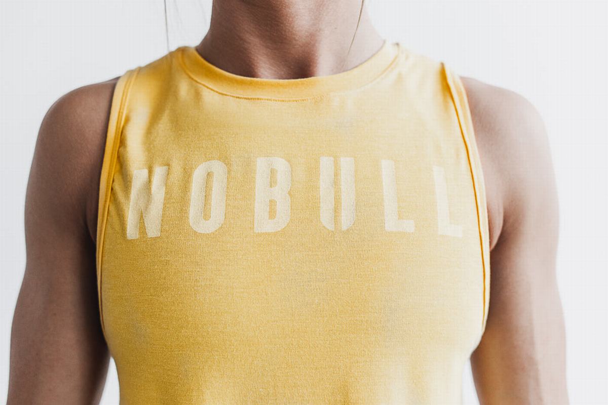 Yellow Women's Nobull Muscle Tank Tops | USA409628