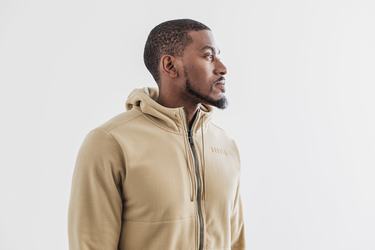 Beige Men's Nobull Arctic Zip-up Jackets | USA693728