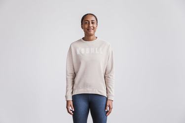 Beige Women's Nobull Crew Sweatshirts | USA209436