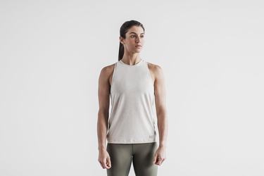 Beige Women's Nobull High-Neck Classic Colors Tank Tops | USA071624