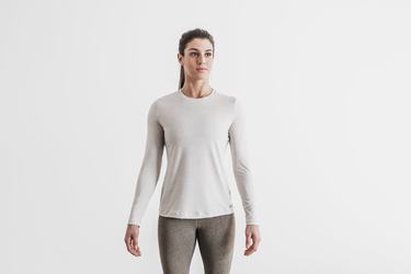 Beige Women's Nobull Long Sleeves | USA513829