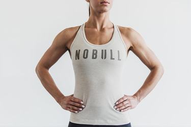 Beige Women's Nobull Racerback Tank Tops | USA309158