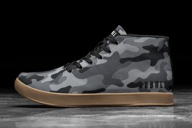 Black Camo Men's Nobull Canvas Mid Trainers | USA895120