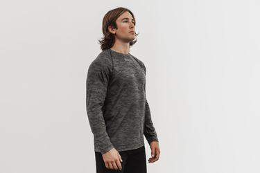 Black Camo Men's Nobull Lightweight Textured Long Sleeves | USA439062