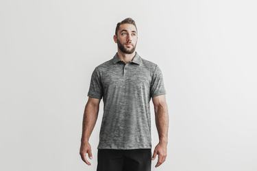 Black Camo Men's Nobull Lightweight Textured Polo T Shirts | USA789541