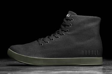 Black Dark Green Men's Nobull High-Top Canvas Trainers | USA179325