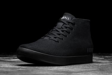 Black Men's Nobull Canvas Mid Trainers | USA063924