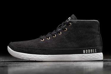 Black Men's Nobull Canvas Mid Trainers | USA081246