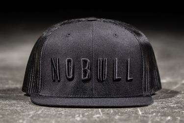 Black Men's Nobull Flat-Brim Trucker Hats | USA140796