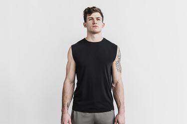 Black Men's Nobull Lightweight Sleeveless T Shirts | USA273408