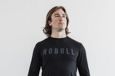 Black Men's Nobull Long Sleeves | USA817632