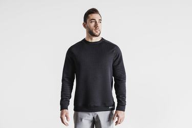 Black Men's Nobull Quilted Crew Pullover | USA709835