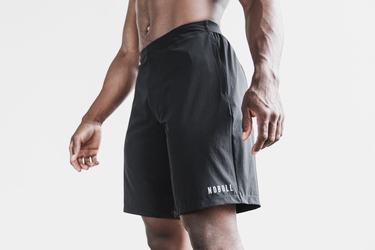 Black Men's Nobull Stretch Woven 9" Shorts | USA659324