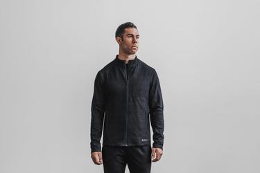 Black Men's Nobull Twill Zip-up Jackets | USA471069