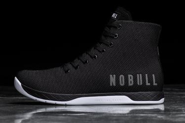 Black White Men's Nobull Superfabric High-Top Trainers | USA648129