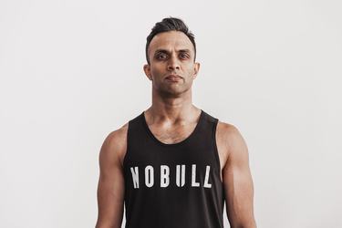 Black White Men's Nobull Tank Tops | USA837905