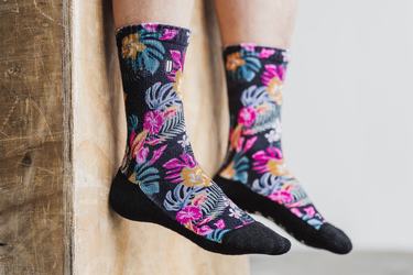 Black Women's Nobull Crew Tropical Socks | USA675498