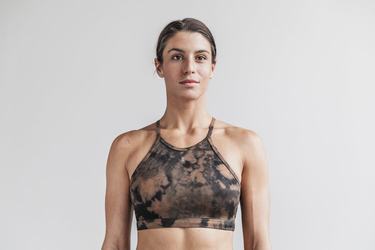 Black Women's Nobull Halter Tie-Dye Sports Bras | USA714620