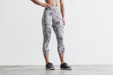 Black Women's Nobull High-Rise Crop Tie-Dye Tights | USA502763