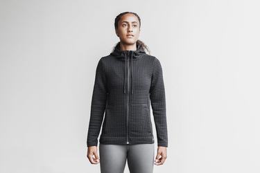 Black Women's Nobull Quilted Zip-up Jackets | USA957260