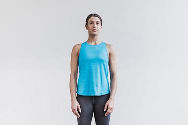 Blue Camo Women's Nobull Lightweight Textured Neon Tank Tops | USA359120