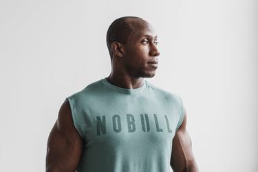 Blue Men's Nobull Sleeveless T Shirts | USA038756