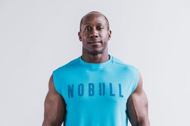 Blue Men's Nobull Sleeveless T Shirts | USA154379