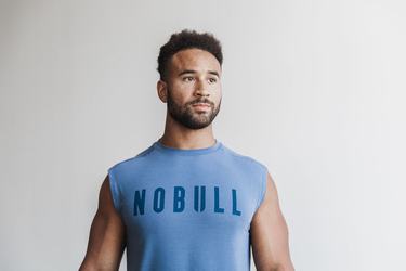 Blue Men's Nobull Sleeveless T Shirts | USA846372