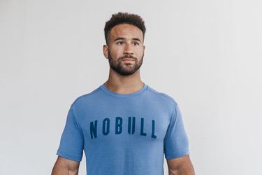 Blue Men's Nobull T Shirts | USA678249