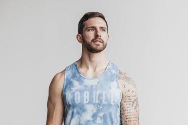 Blue Men's Nobull Tie-Dye Tank Tops | USA104859