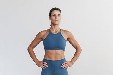 Blue Women's Nobull Halter Matte Sports Bras | USA719483