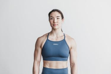 Blue Women's Nobull High-Neck Matte Sports Bras | USA160724