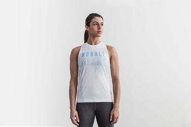 Blue Women's Nobull High-Neck Miami Palm Tank Tops | USA589176