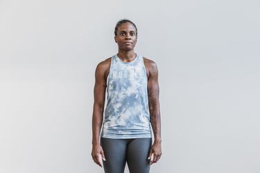 Blue Women's Nobull High-Neck Tie-Dye Tank Tops | USA423189