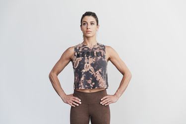 Brown Black Women's Nobull Muscle Tie-Dye Tank Tops | USA946135