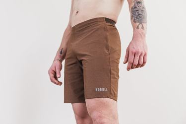 Brown Men's Nobull Stretch Woven 9" Shorts | USA857410