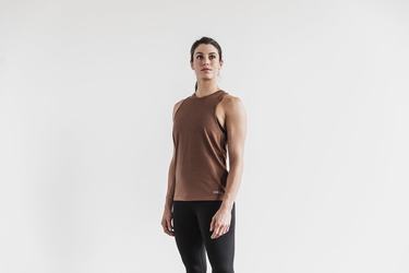 Brown Women's Nobull High-Neck Classic Colors Tank Tops | USA531842